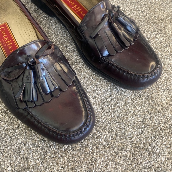 Cole Haan Mens Pinch Shawl Bow II Leather Loafer Shoes SIZE 11.5 D - BURGUNDY - Picture 4 of 9